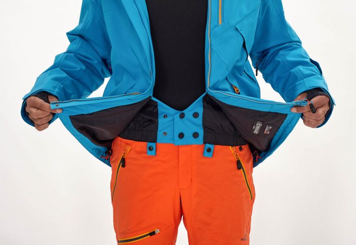 chaqueta azul de esquí para hombre con cierre térmico